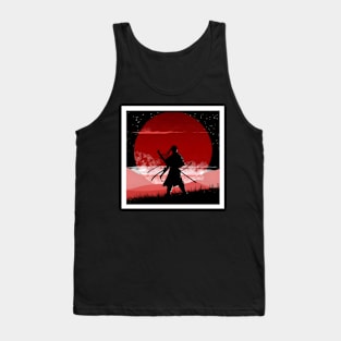 Samurai Dark Red Sunset Art Tank Top